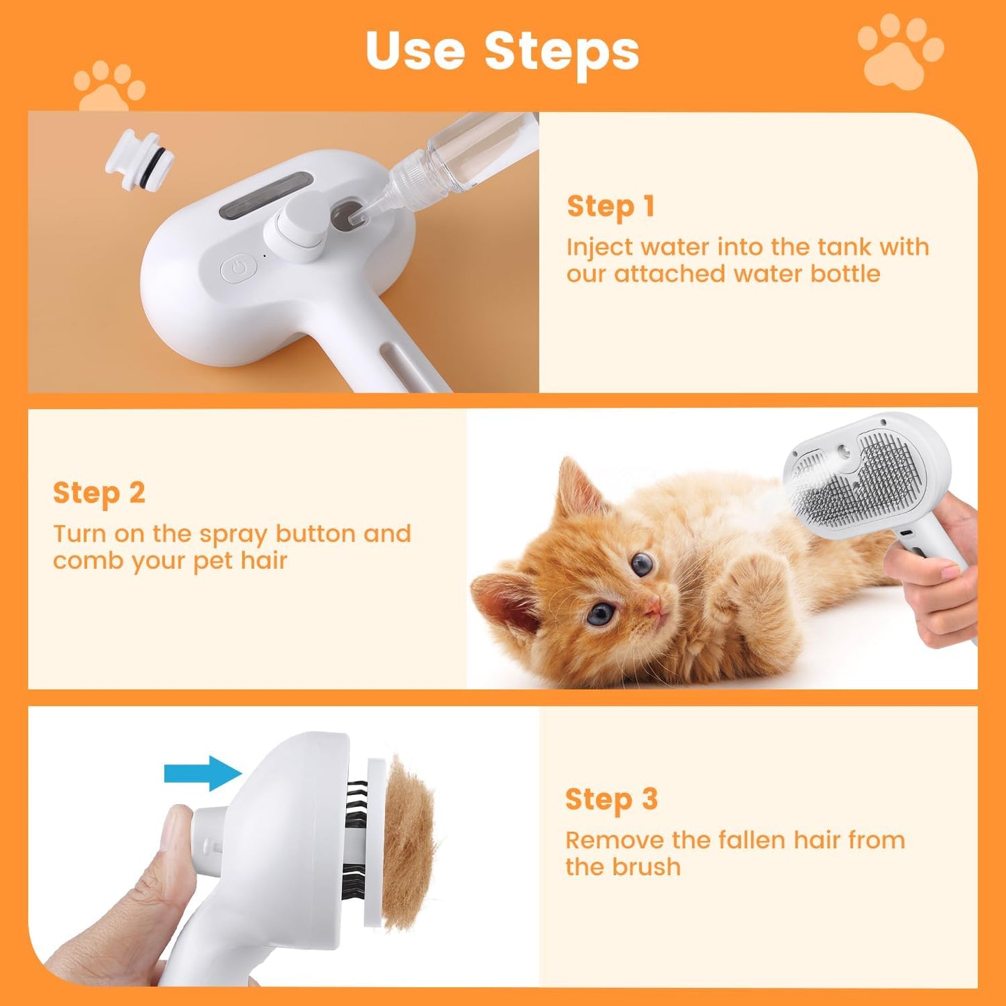 SteamPaw™ 3-in-1 Grooming Brush